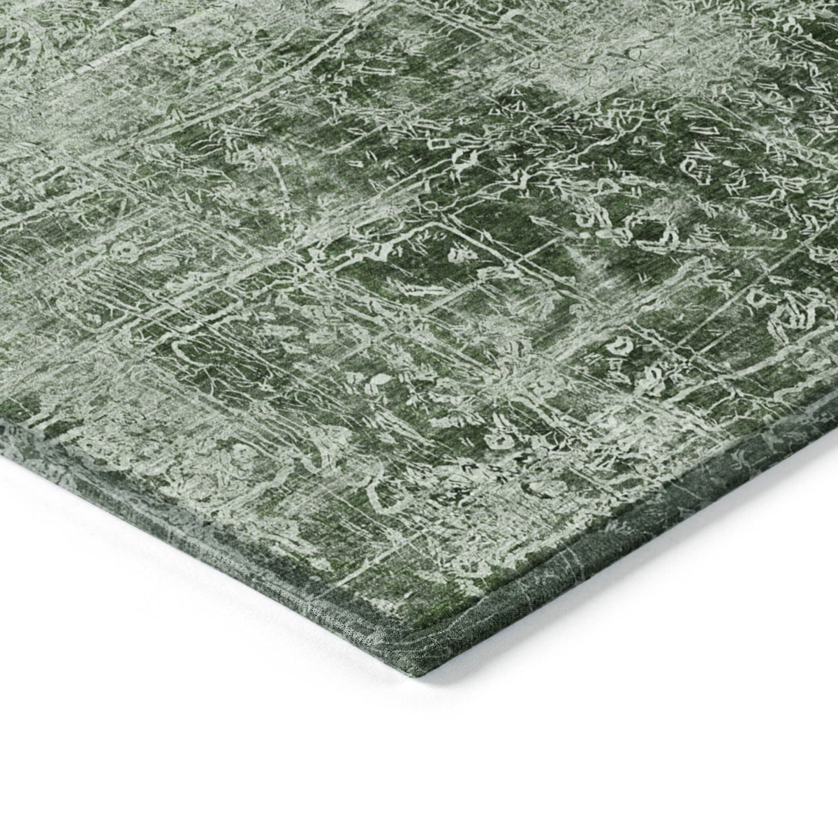 8' Runner Emerald Abstract Washable Non Skid Indoor Outdoor Runner Rug