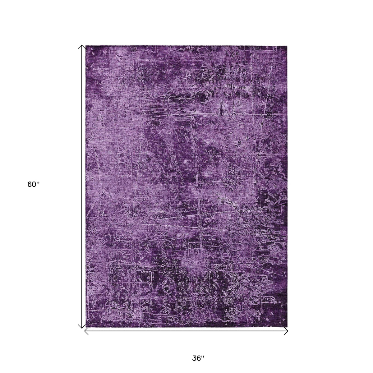 3' X 5' Purple Abstract Washable Non Skid Indoor Outdoor Area Rug