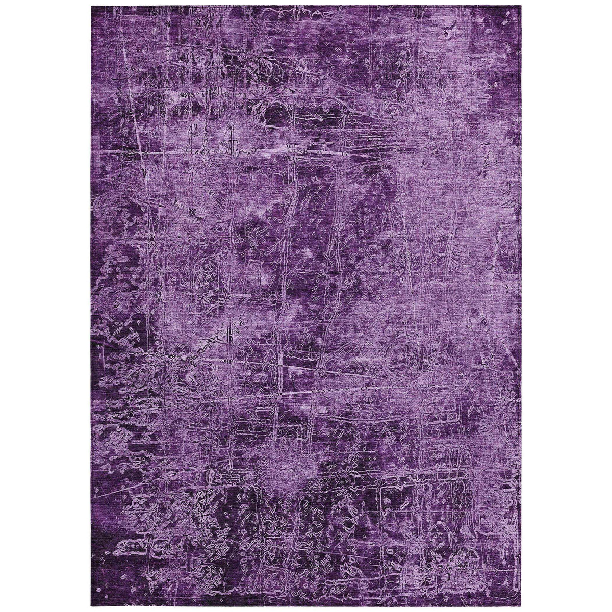 3' X 5' Purple Abstract Washable Non Skid Indoor Outdoor Area Rug