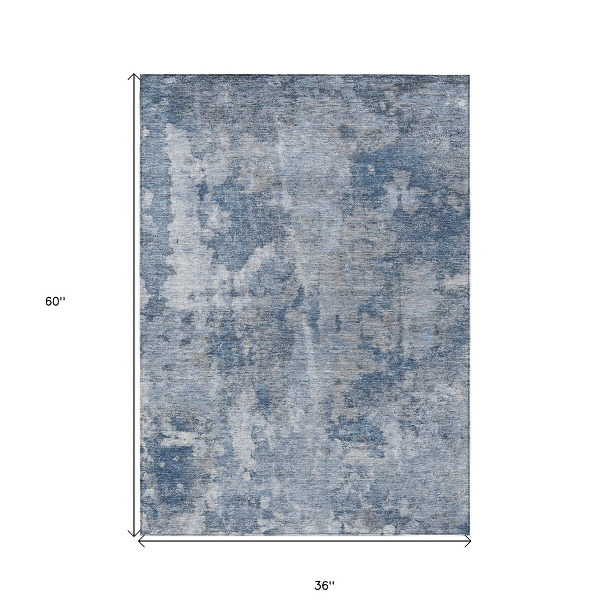 3' X 5' Blue Abstract Washable Non Skid Indoor Outdoor Area Rug