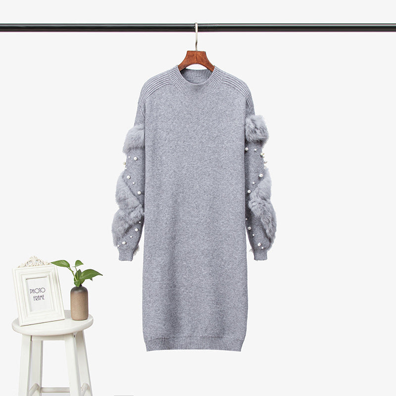 Medium length knitted dress for women