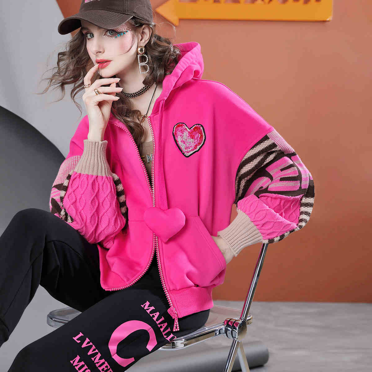 Women's Hooded Knitted Top Baggy Coat