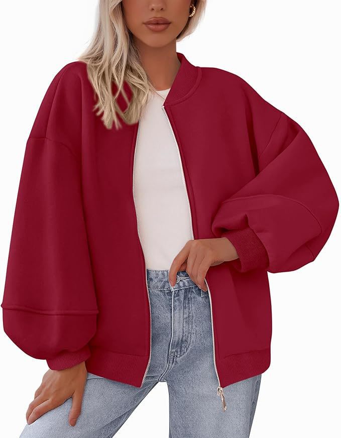 Women's Autumn Fashion 2026 Zipper Sweatshirts Jacket Casual Long Sleeve Bomber Coat Winter Clothes