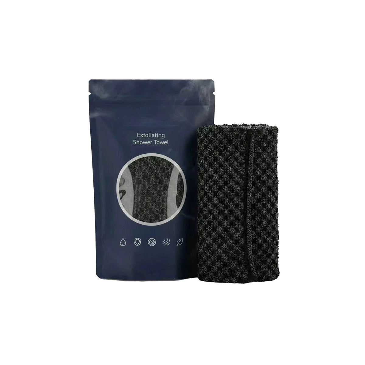 Exfoliating Bath Towel Black Checkered 1pc-bag