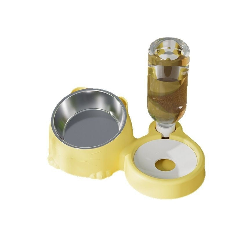 Pet Double Bowl Anti-Tip Cute Stainless Steel Food Bowl