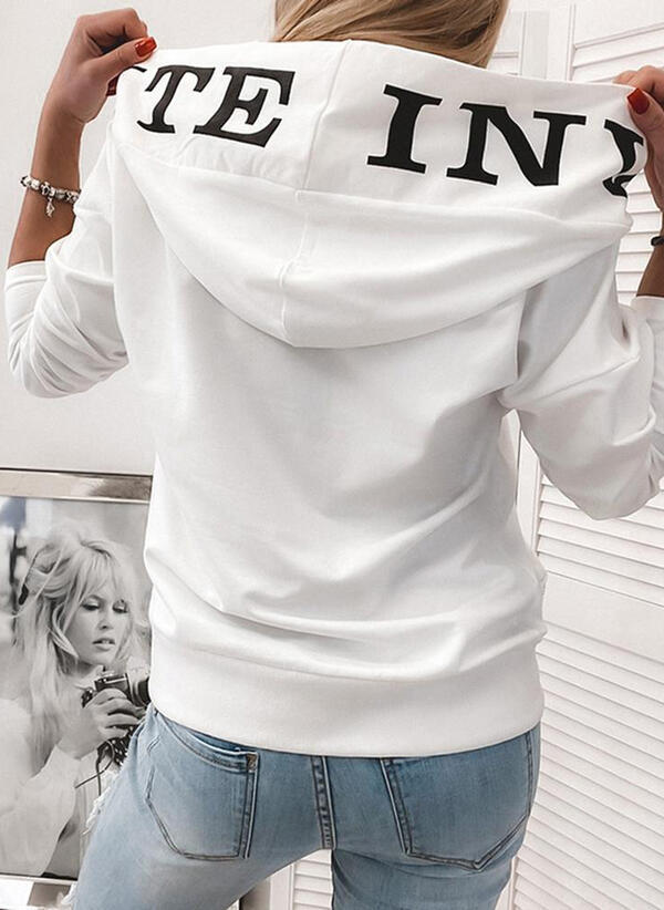 Pocket Hooded Letter Pullover Sweatshirt