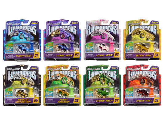 "Lowriders Show Glow" Series 3 Set of 8 Pieces Diecast Model Cars by CarTuned