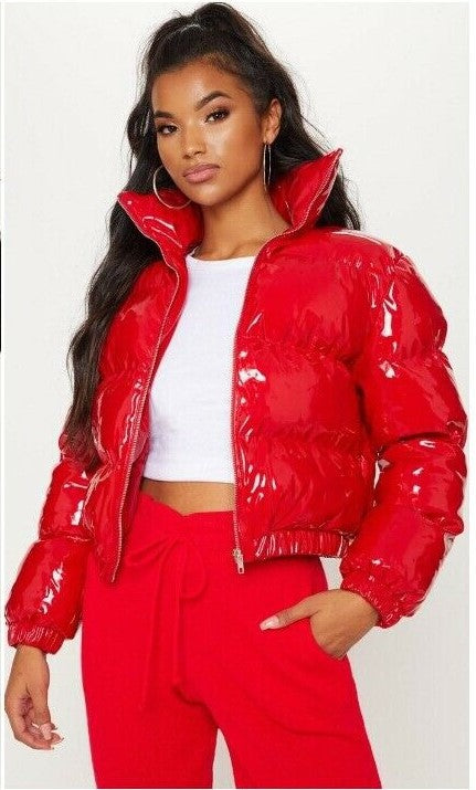 Bright Metallic Short Women's Cotton-padded Jacket