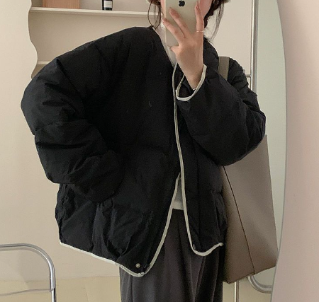 Women's Thickened Oversized Cotton Jacket in Dusty Pink