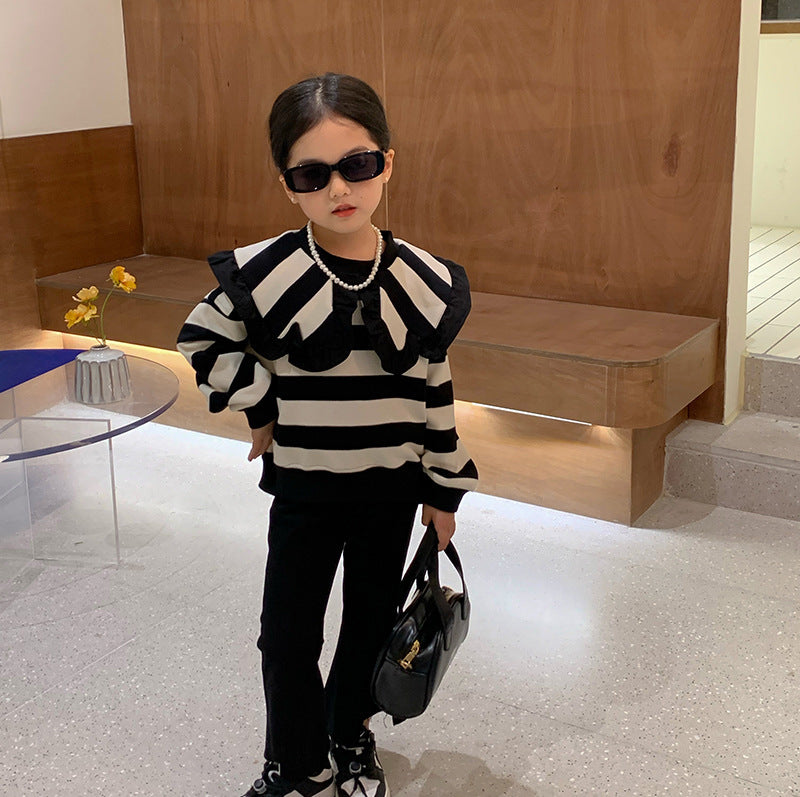 Mother And Daughter Long-sleeved Striped Sweater Two-piece Parent-child Suit
