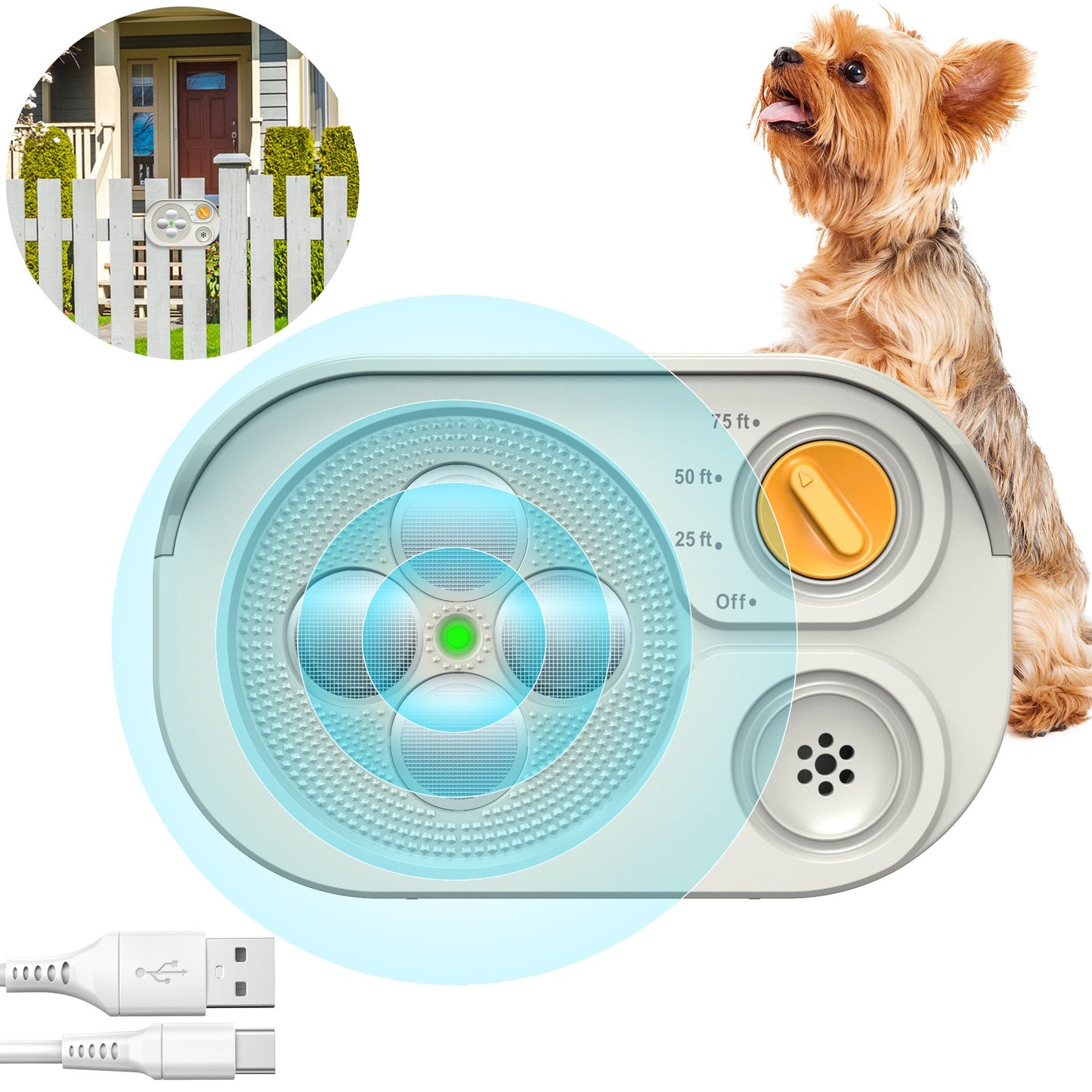 Anti Barking Device For Dogs, Bark Box Rechargeable Dog Bark Deterrent With Variable Ultra Frequency 6 Modes IP65 Waterproof Dog Silencer Stop Neighbors  Dogs From Barking Up To 75ft