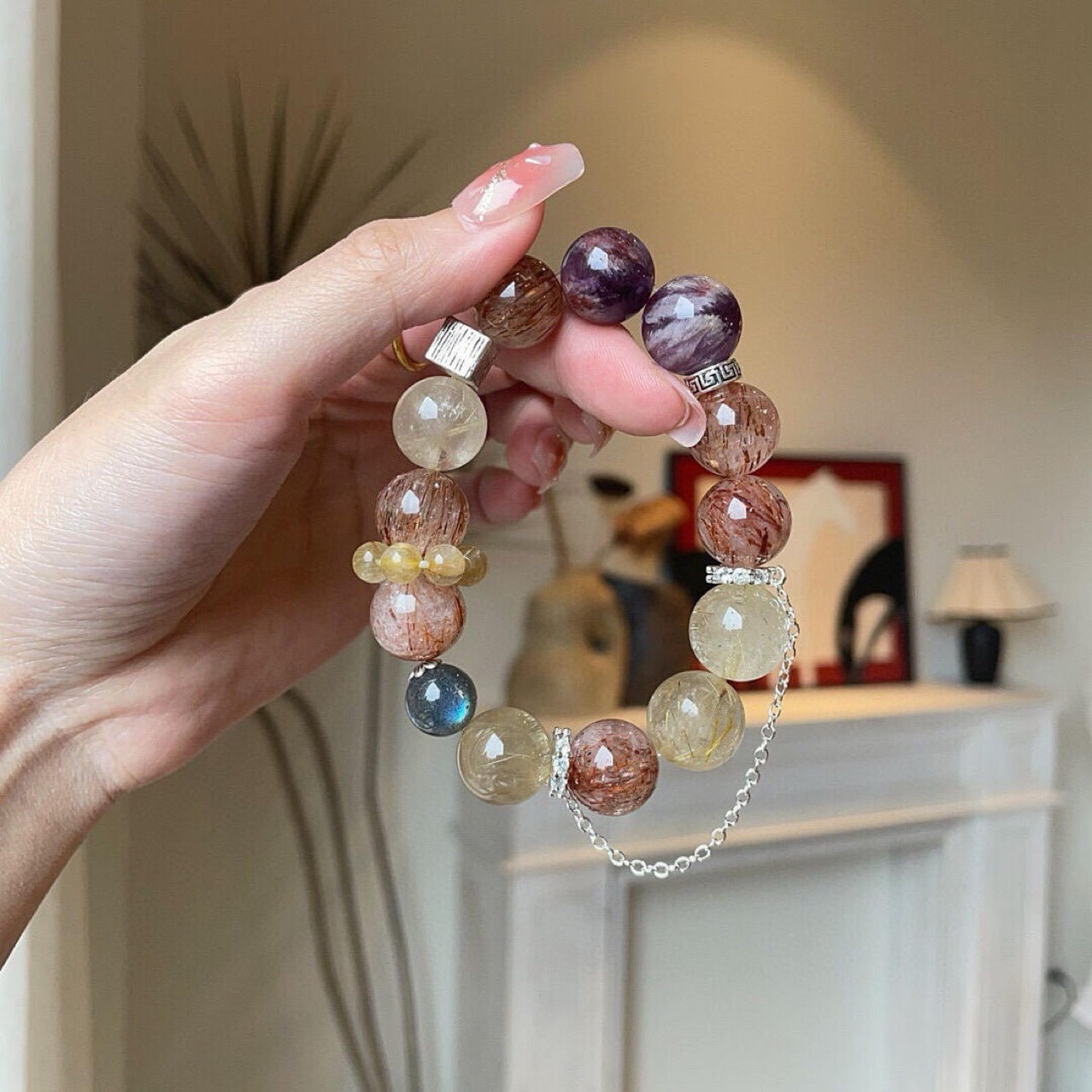 Purple Ghost Moonstone Black Gold Super Bracelet