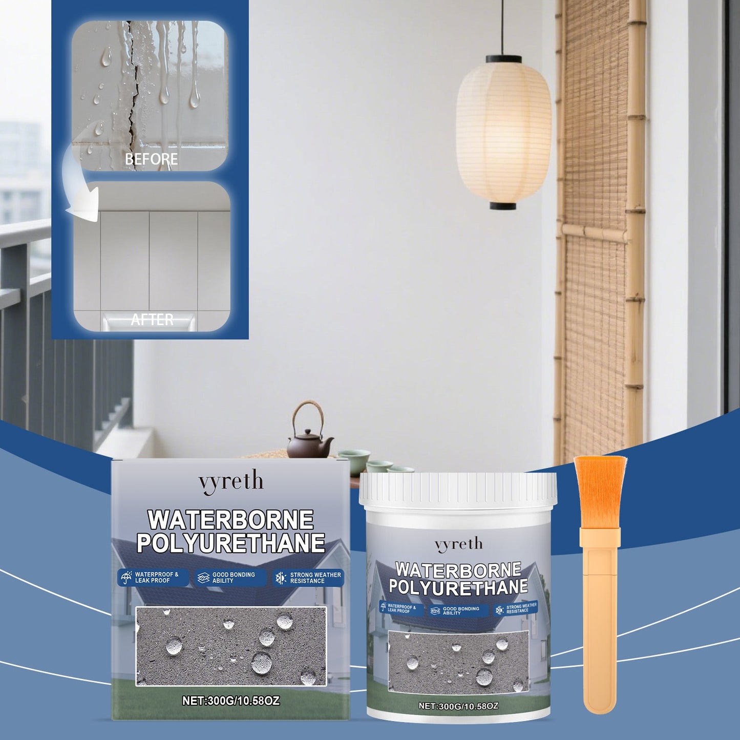 Roof Waterproof Adhesive Coating 300g Bottle-1 Brush1box