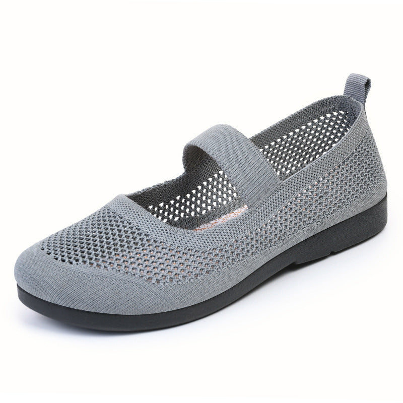 Breathable Woven Women's Casual Shoes - Lightweight Hollow Out Summer Mom Shoes with Soft PVC Sole (Black/Gray/Cyan/Apricot, Sizes 35-41)