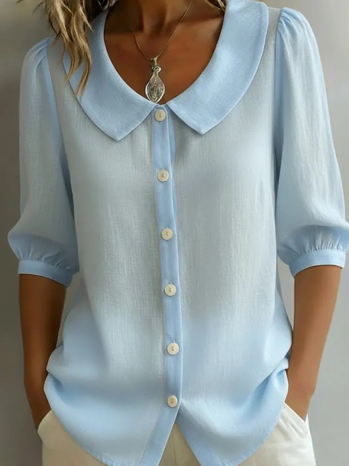 Collared Short-sleeve Blouse Fashion Casual Versatile Loose Shirt Women's Clothing