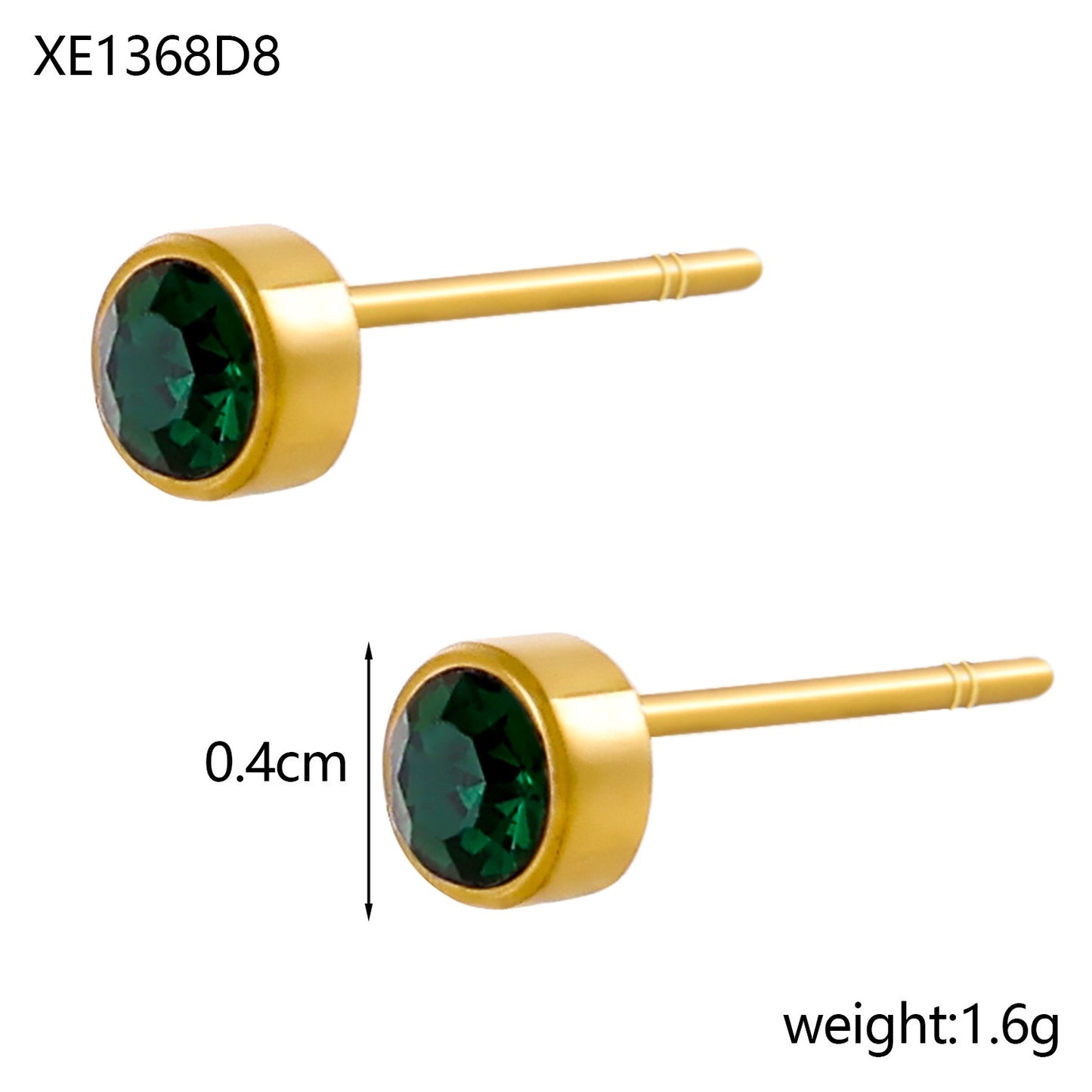 Stainless Steel Gold-plated Birthday Stone Constellation Diamond Bone Nail