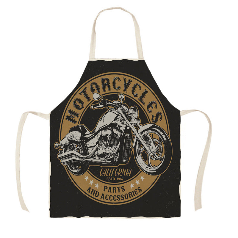 Creative Motorcycle Poster Art Letter Linen Kitchen Apron