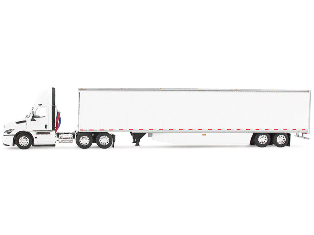 Freightliner Fifth Generation Cascadia Day Cab and 53' Utility Trailer with Skirts White 1/64 Diecast Model by DCP/First Gear