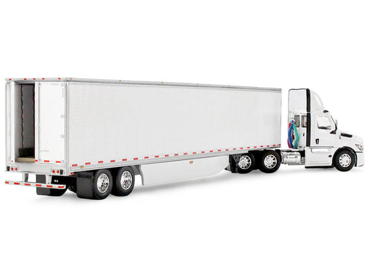 Freightliner Fifth Generation Cascadia Day Cab and 53' Utility Trailer with Skirts White 1/64 Diecast Model by DCP/First Gear