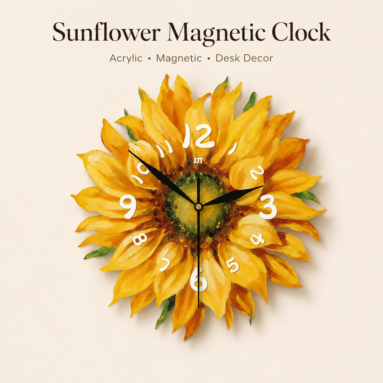 Sunflower Magnetic Fridge Clock Acrylic Decorative Kitchen Decor
