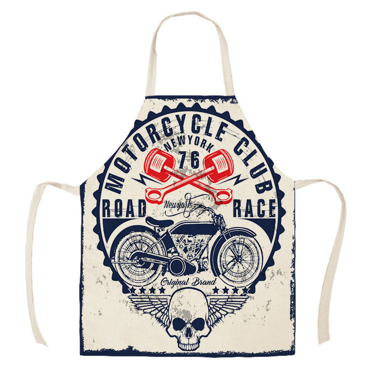 Creative Motorcycle Poster Art Letter Linen Kitchen Apron