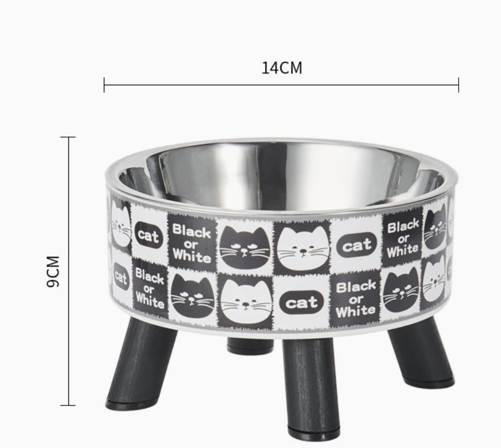 Retro Cat Elevated Bowl Stainless Steel Cat Water Bowl