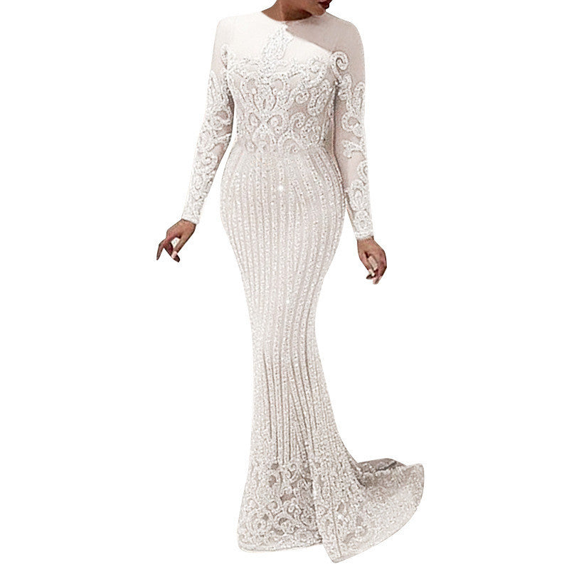 Sexy Gold Long Sleeve Dress Women