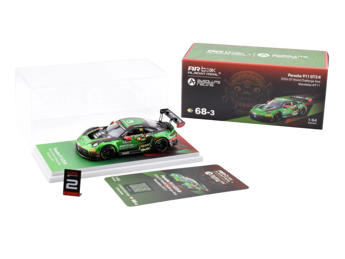 Porsche 911 GT3 R (992) #911 Alessandro Ghiretti - Huang Ruohan "Absolute Racing" "GT World Challenge Asia - Mandalika" (2026)  1/64 Diecast Model Car by Almost Real