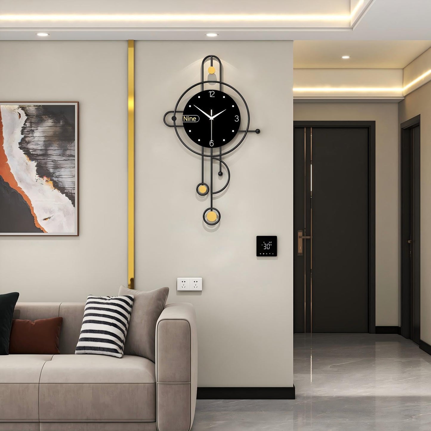 Modern Iron Wall Clock Metal Decorative Home Decor
