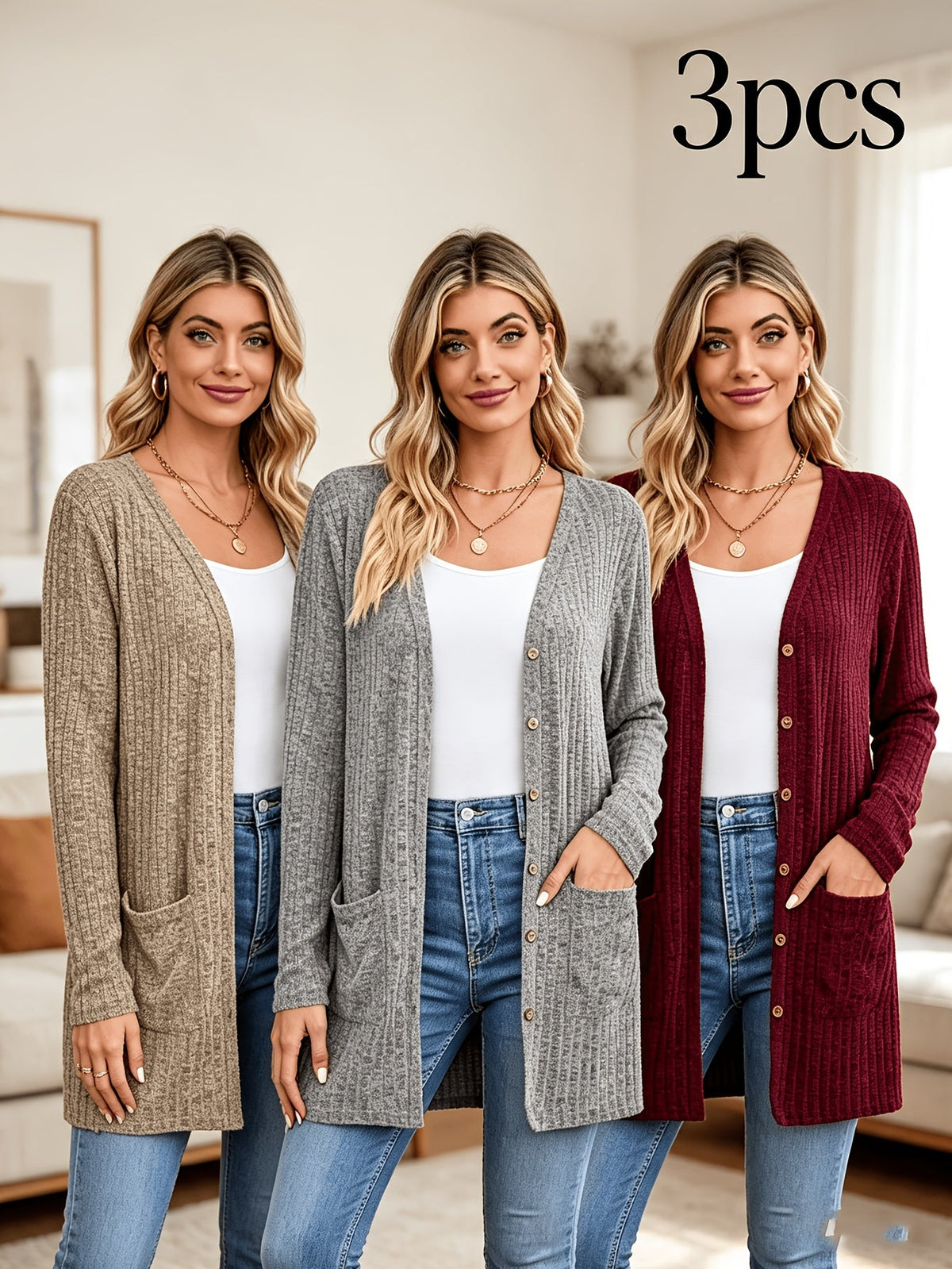 Fall Women's Clothing Sunken Stripe Solid Color Long Sleeve Women's Sweater