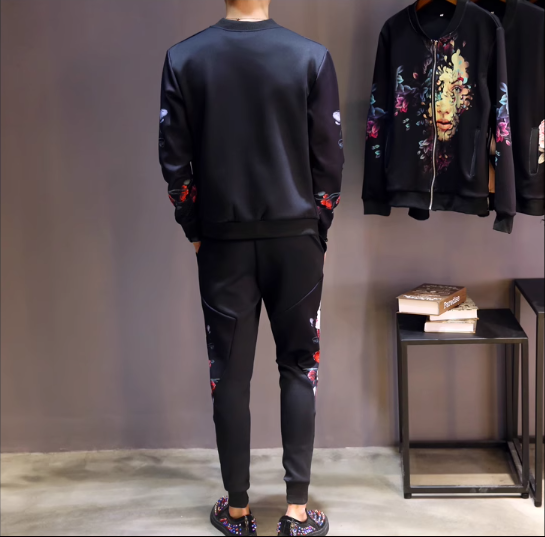 Men's Digital Print Baseball Jacket and Hoodie Outerwear