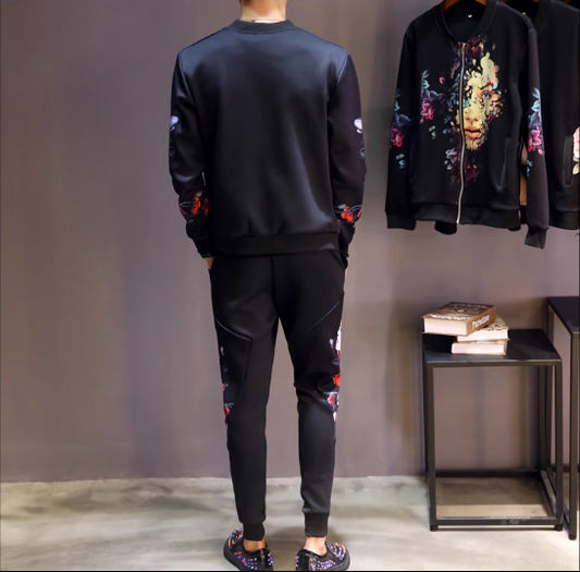 Men's Digital Print Baseball Jacket and Hoodie Outerwear