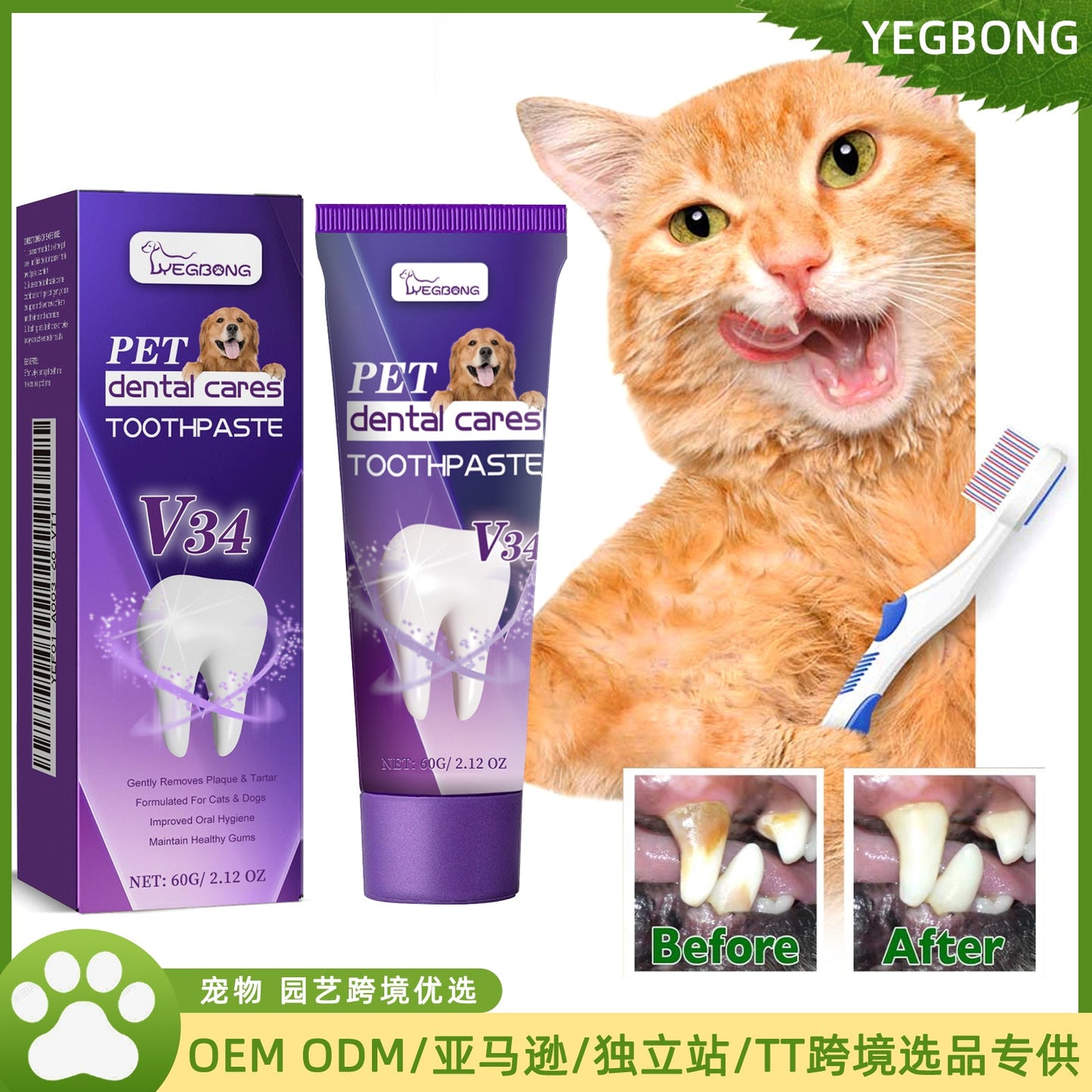 Pet V34 Toothpaste 60g  1box