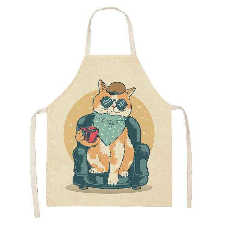Explosive Animal Animation Multifunctional Kitchen Apron Cotton And Linen Apron