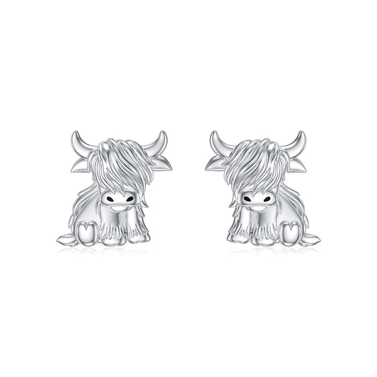 Highland Cow Earrings 925 Sterling Silver Cow Studs Earrings Highland Cow Jewelry Gifts
