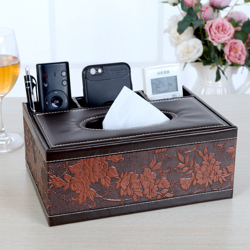 Multifunctional leather tissue box