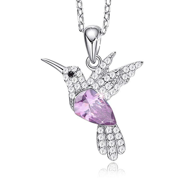 Hummingbird Jewelry Set Silver Plated Chain Necklace Stud