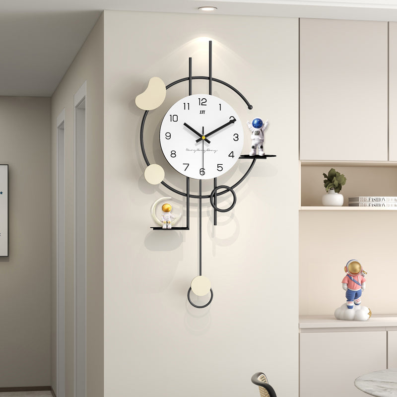 Modern Astronaut Pendulum Wall Clock Space Themed Home Decor
