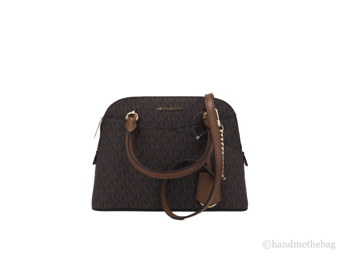 Michael Kors Jet Set Travel Medium Brown Signature PVC Dome X Cross Satchel Bag