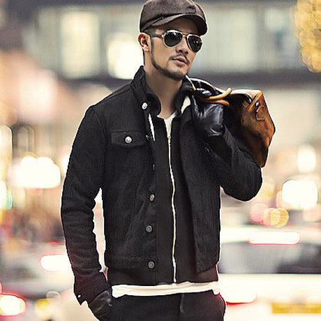Mao Mao lining men's slim short jacket leatherette men's suede jacket