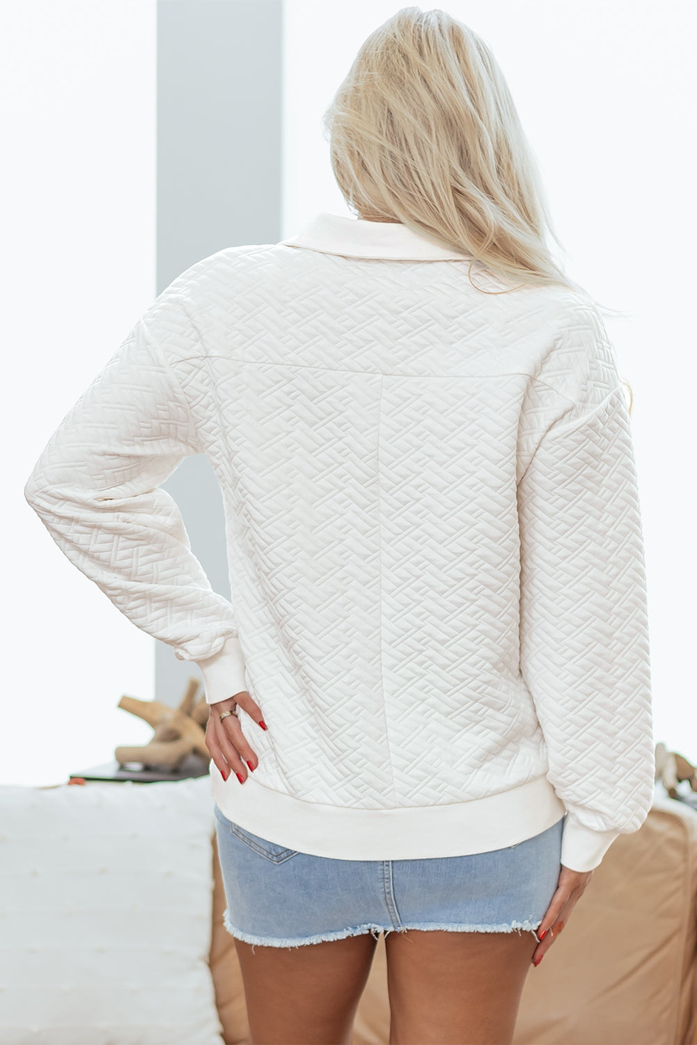 Raina Textured Collared Pullover