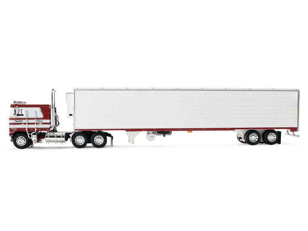Kenworth K100 COE Flat Top and 53' Utility Trailer with Reefer "Red's Favorites - Jim Skrinar" Red with White Stripes 1/64 Diecast Model by DCP/First Gear