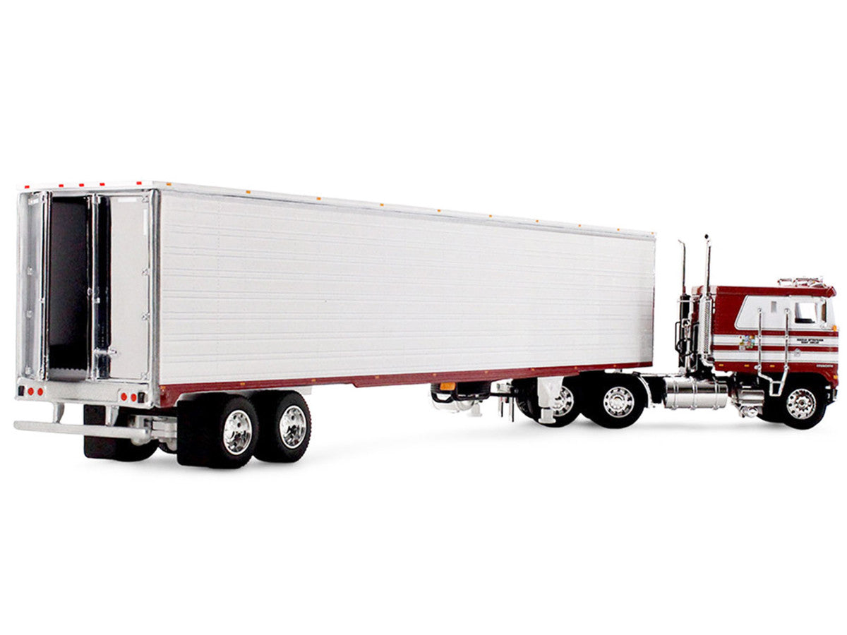 Kenworth K100 COE Flat Top and 53' Utility Trailer with Reefer "Red's Favorites - Jim Skrinar" Red with White Stripes 1/64 Diecast Model by DCP/First Gear