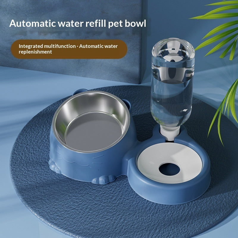 Pet Double Bowl Anti-Tip Cute Stainless Steel Food Bowl