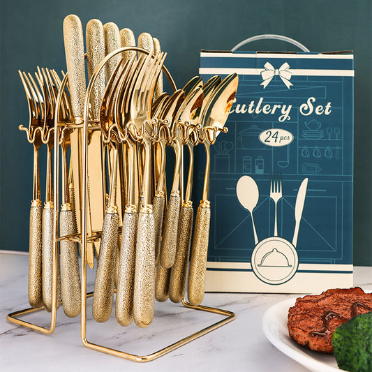 Household Hammer Pattern Porcelain Handle Knife Match Sets Suit