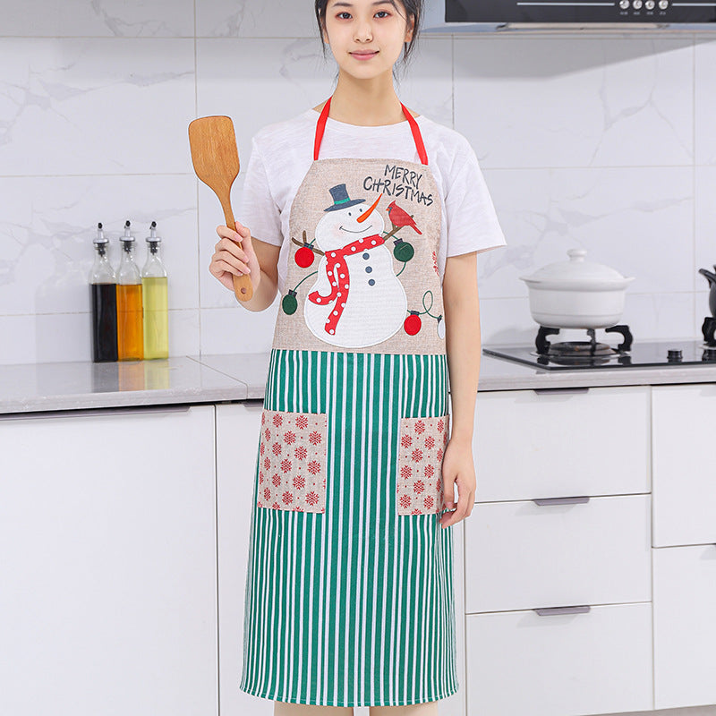 Santa Linen Apron Creative Kitchen Cleaner Sleeveless