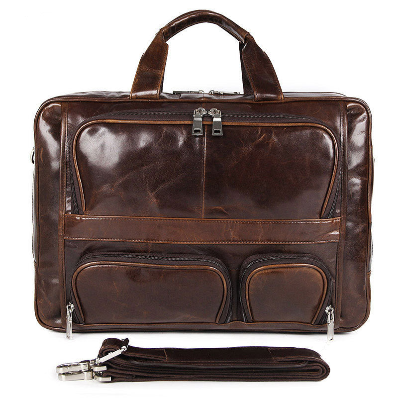 Men's Large Capacity Leather Handbag Computer Briefcase