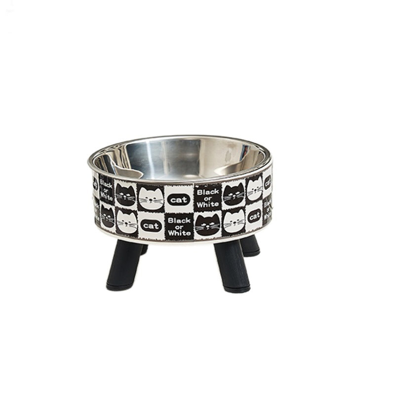 Retro Cat Elevated Bowl Stainless Steel Cat Water Bowl