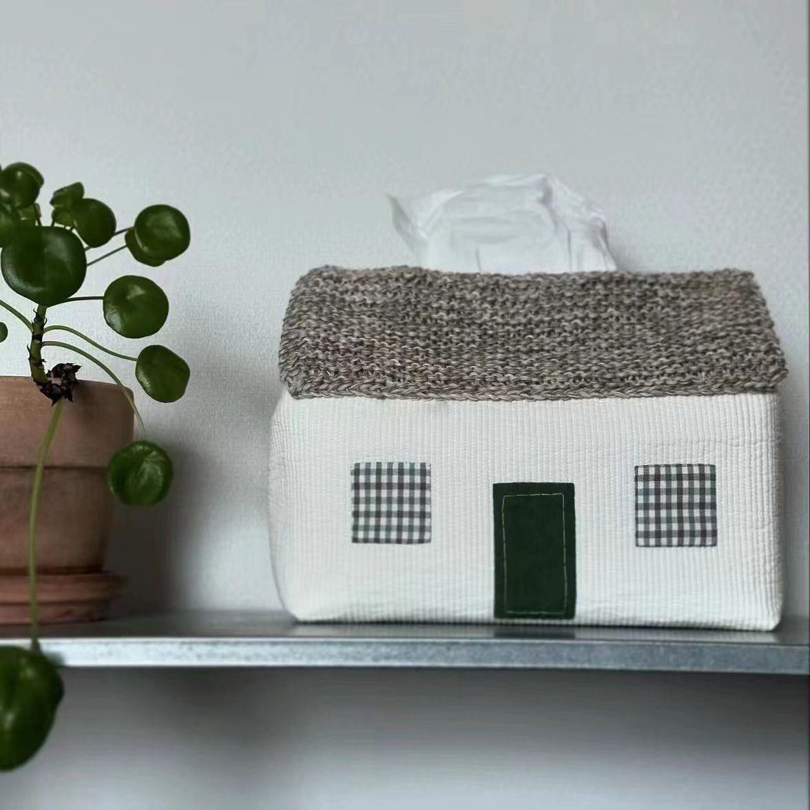 Handmade Cute House Crocheted Cloth Tissue Cover Tissue Buggy Bag