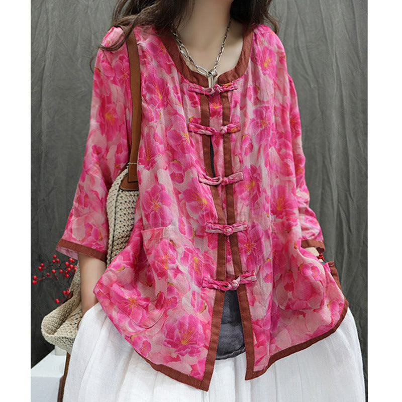 Cardigan Artistic Casual Loose Large Size Cropped Sleeve Top